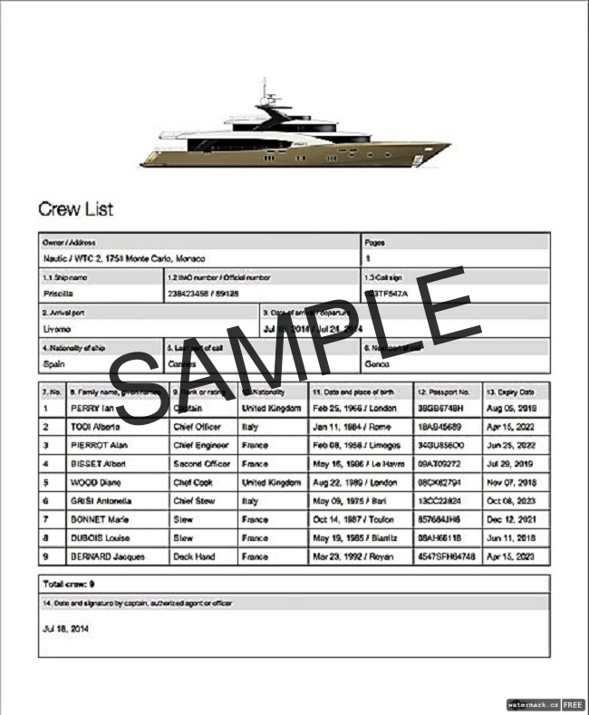 Образец crew list